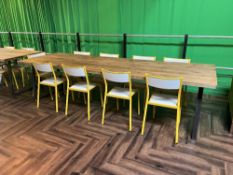Metal framed oak table