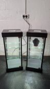 (2) Countertop downlit jewellery display cabinets