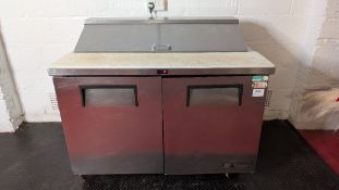 True Refrigeration TSSU-48-12 two door refrigerator with prep counter
