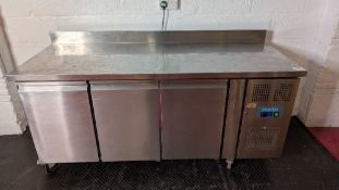 Polar DL915 three door refigerator with counter top and upstand