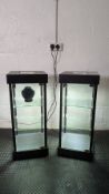(2) Countertop downlit jewellery display cabinets