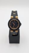 Bulgari Diagono AL 38 G, Yellow Gold/ black dial with gold/rubber strap