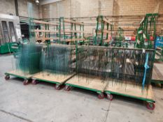 (4) Mobile slot rack trolleys with contents of glass