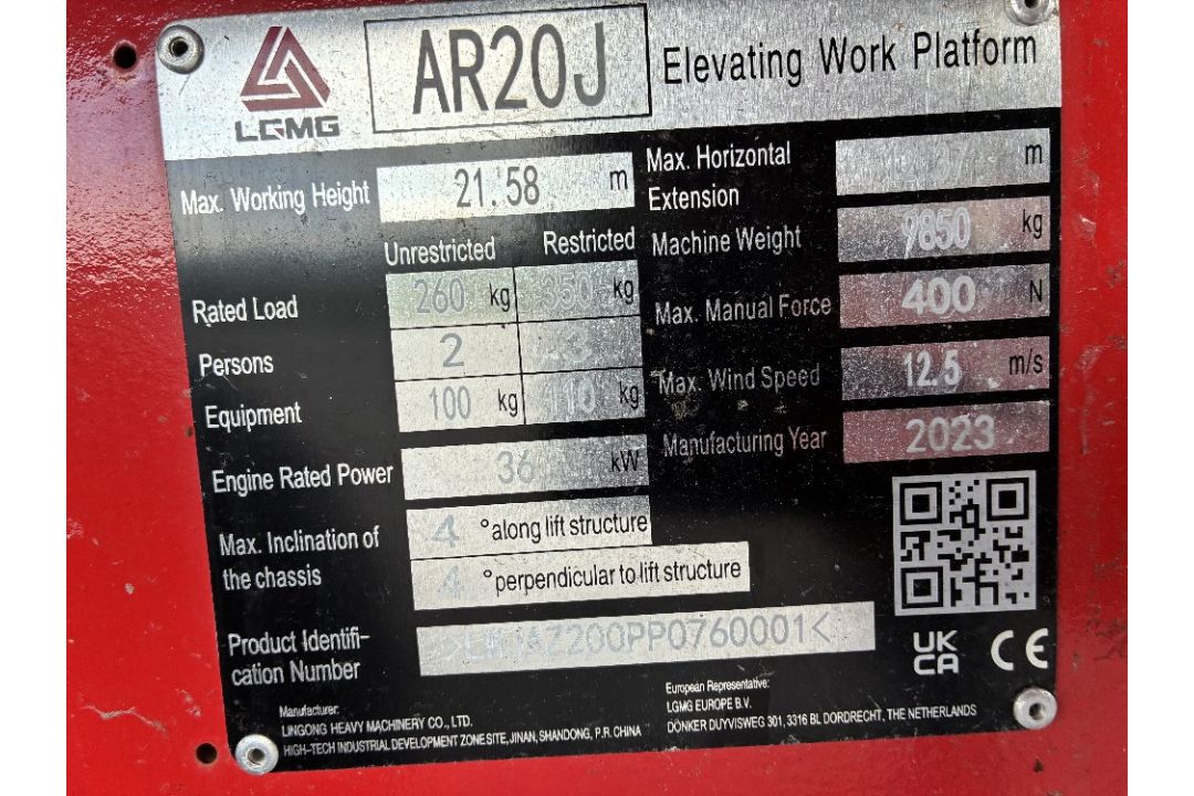 LGMG AR20J 20mtr Diesel Articulating Boom - Image 24 of 24