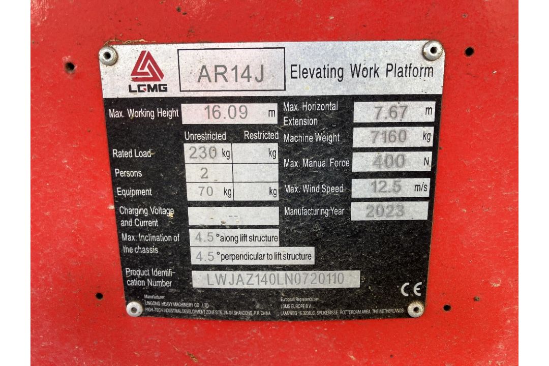 LGMG AR14J 15mtr Diesel Articulating Boom - Image 15 of 15