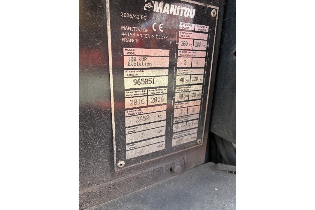 Manitou 100 VJR 10 MTR Electric Mast Boom - Image 10 of 10