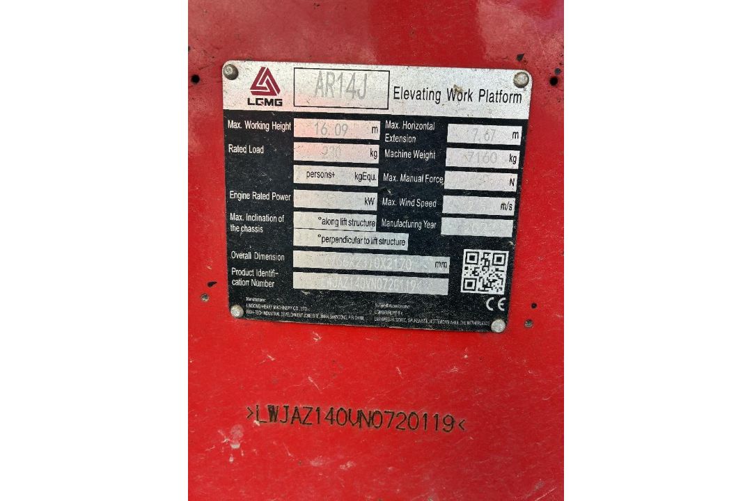 LGMG AR14J 15mtr Diesel Articulating Boom - Image 16 of 16