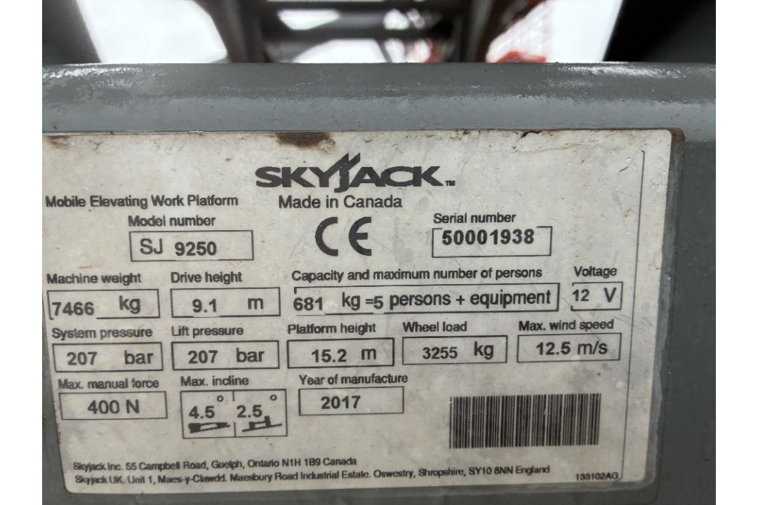 Skyjack SJ9250 17mtr Diesel Scissor Lift - Image 16 of 16