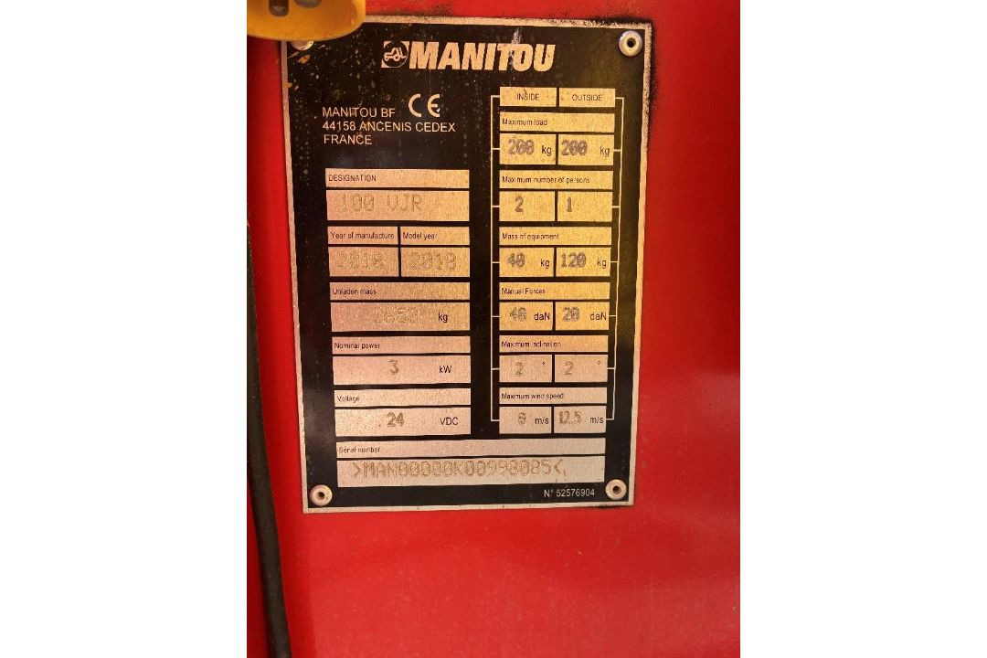 Manitou 100VJR 10 MTR Electric Mast Boom - Image 14 of 14