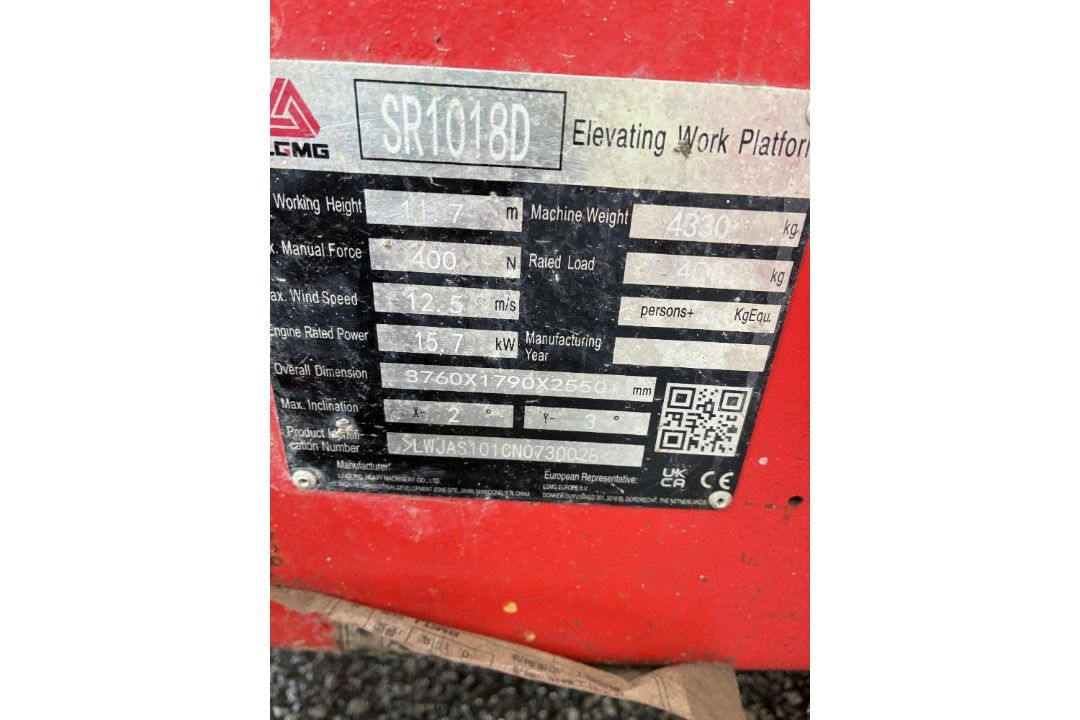 LGMG SR1018D / 3369 RT 12mtr Diesel Scissor Lift - Image 16 of 16