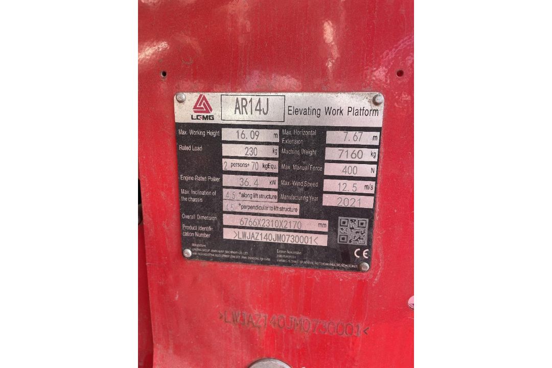LGMG AR14J 15mtr Diesel Articulating Boom - Image 14 of 18