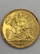 Elizabeth II gold half sovereign, 1982