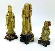 Three early 20th century Chinese soapstone figures