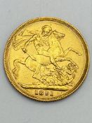 Victorian gold sovereign, 1891
