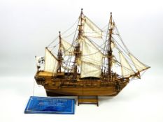 A French scratch built model of a galleon Le St Geran