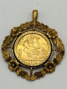 Elizabeth II gold sovereign, 1968, in 9ct gold mount