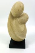 Jackie King-Cline (b. 1939), Mother and Child, a carved stone figure