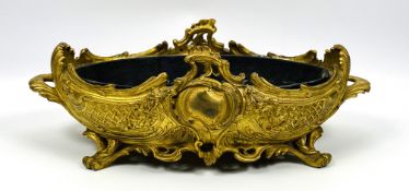 A good 19th century French Rococo style twin handle gilt ormolu planter