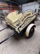 DAIRY FLOAT, charming two-wheeled dairy float featuring pneumatic tyres on metal 3 stud trolley.