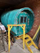 HALF-SIZE BOW TOP CARAVAN, a charming, half-scale gypsy caravan with a canvas roof.