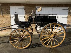 4 WHEEL DOG CART, with black bodywork with yellow lining.