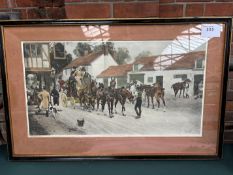 Changing Horses by Gilbert Wright in a black and gold hogarth frame.