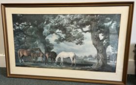 Framed and glazed print of Mares and Foals in a wooded landscape by George Stubbs, 1724-1806