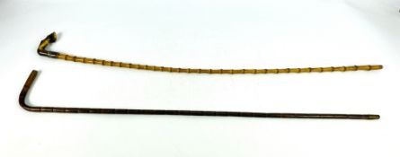 Two early 20th century gents walking canes to include a bamboo example