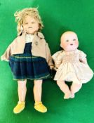 A vintage Shirley Temple doll together with a vintage Armand Marseille baby doll
