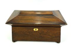 A large 19th century rosewood tea caddy