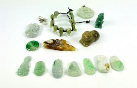 A collection of Chinese jade and hardstone carvings
