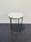 One of a pair, a contemporary circular 'bronzed' metal lamp table