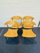 A set of four 'Calligaris' Italian mid century silvered metal and plywood chairs