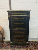 A good 19th century French fall front secretaire abattant side cabinet
