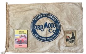 'Ford Motor Company' Dealership Sales and Service Genuine Parts Flag and Two Books