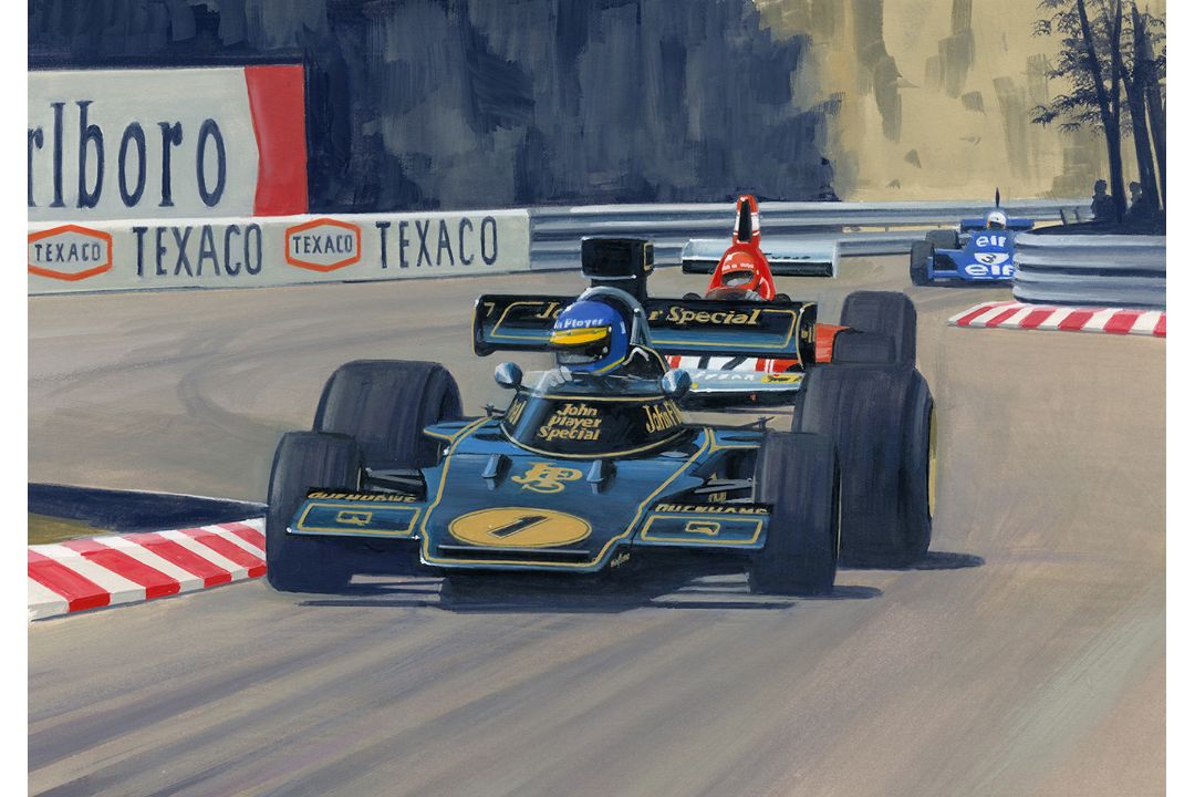 Ronnie Peterson in the Lotus 72 Winning the Monaco Grand Prix 1974 by Martin Tomlinson - Image 2 of 2
