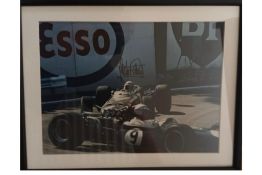 Signed Colour Image of Sir Jackie Stewart in his BRM P261