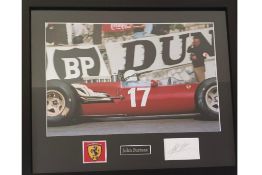 Large Framed Signed Composition of John Surtees Driving His 1966 Ferrari 312