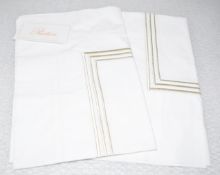 Pair of PRATESI 'Three Lines' Luxury 100% Egyptian Cotton Pillowcase Shams with Light Gold