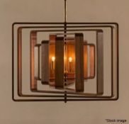 1 x NELLCOTE STUDIO 'Spiral of Light' Designer 7-Layer Walnut Chandelier - Original RRP £1,500