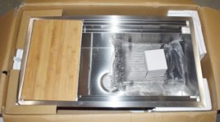 1 x AKDY KS0059 Premium Handcrafted All-in-One Undermount Stainless Steel 32-in. x 18-in. x 9-in.