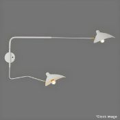 1 x Serge Mouille-Inspired 2-Headed Wall Lamp in White - Unused Boxed Stock