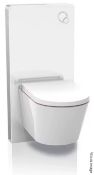 1 x White Glass Toilet Flush - Ref: K617 WH2 - CL011 - Location: Altrincham WA14