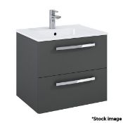 1 x FRONTLINE Aquatrend 560 Wall Vanity Unit In Indigo Grey - Original Retail £459 - NO VAT ON THE