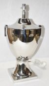1 x COACH HOUSE Luxury ‘Trophy’ Table Lamp with a Nickel Finish – Made In India – Ex-Display