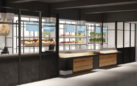 2 x Retail Store L Design Partition Glazed Wall Panels - Ref: GV - CL905 -