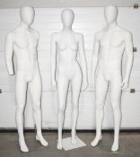 3 x Assorted Premium Retail Full-Body Mannequins in White - Average Height 180cm - Ref: K5 WH2 -