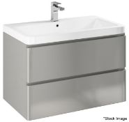 1 x Synergy Linea 800mm 2-Drawer Wall Unit - Original RRP £562.00 - Dimensions: H49.5 x W80 x D42cm