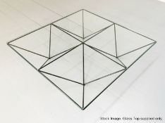 1 x B&B Italia 'Alanda 18' Square Coffee Clear Glass Table Top with Rounded Edges (part only) - Ref:
