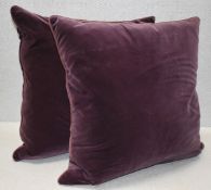 A Pair of OKA Premium Burgundy Cushions from an Exclusive Multi-million Pound Estate - Dimensions:
